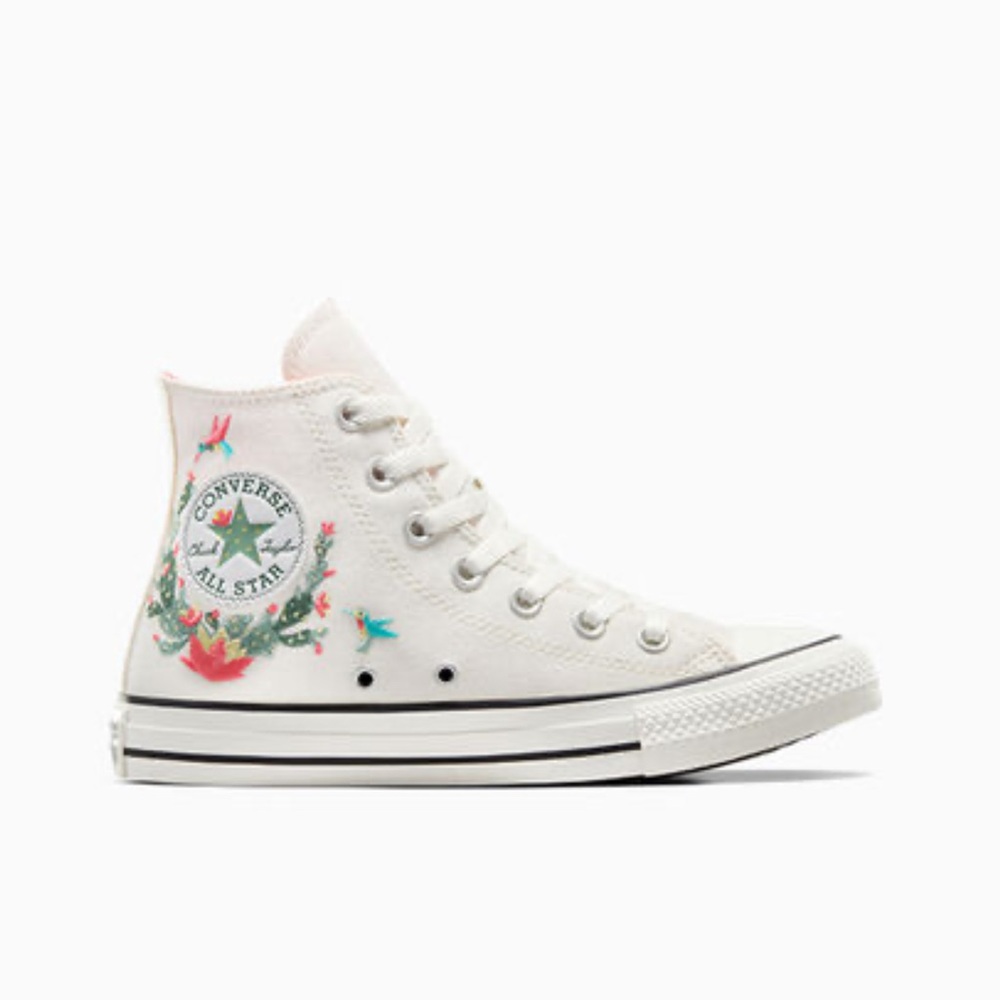 Converse Chuck Taylor All Star High Tops – Succulent Embroidery – Youth Size 2